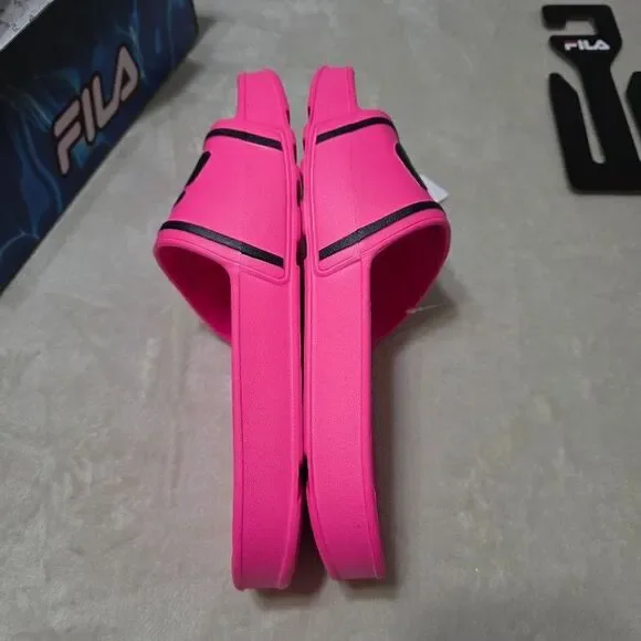 FILA Sleek Slide ST Women's Sandals US 11 Pink Black Logo Pool Slides NEW IN BOX - Picture 4 of 8